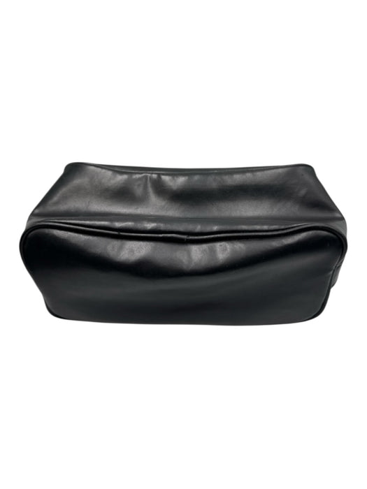 Kiton Black Leather Solid Toiletry Bag Men's Bag Black