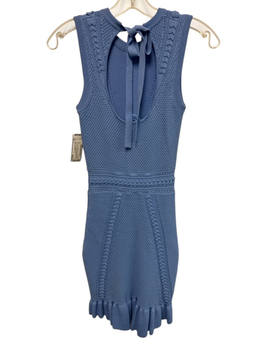 Rebecca Vallance Size 2 Blue Viscose Blend Knit Sleeveless Tie Back Dress Blue / 2