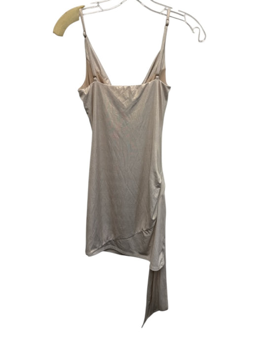 h:ours Size XS Cream Pink Polyester Blend Shimmer Spaghetti Strap Draped Dress Cream Pink / XS