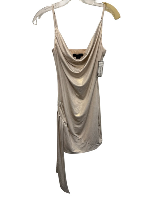 h:ours Size XS Cream Pink Polyester Blend Shimmer Spaghetti Strap Draped Dress Cream Pink / XS