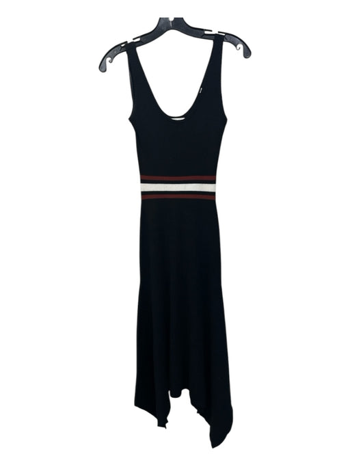 A.L.C. Size XS Black Brown White Viscose & Polyester Ribbed Stripe Detail Dress Black Brown White / XS