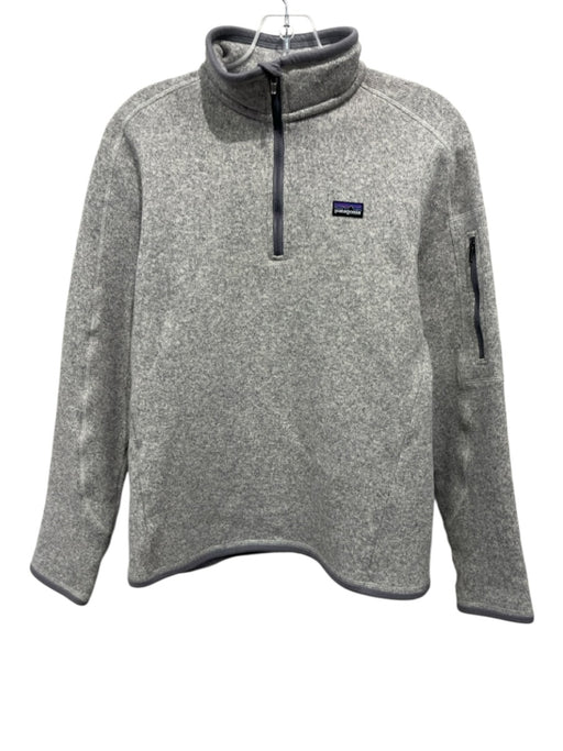 Patagonia Size Medium Gray Polyester Long Sleeve Quarter Zip Mock Neck Sweater Gray / Medium