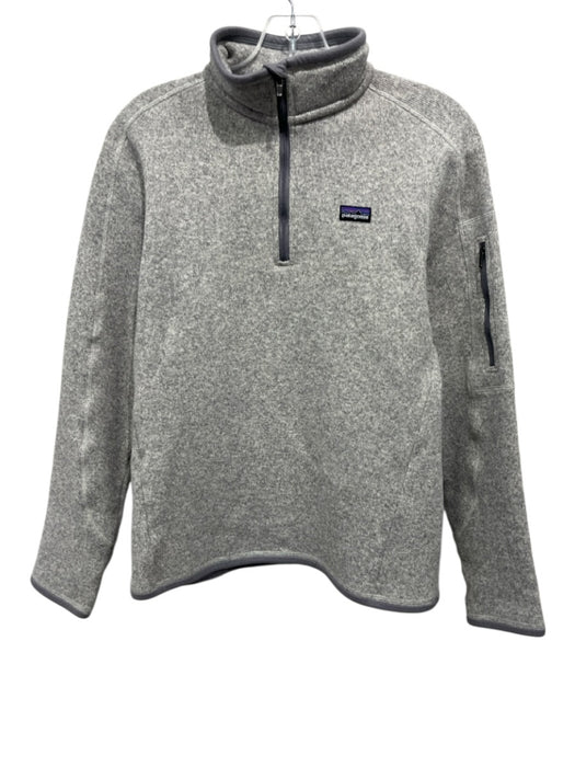 Patagonia Size Medium Gray Polyester Long Sleeve Quarter Zip Mock Neck Sweater Gray / Medium