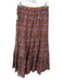 XiRENA Size Medium Purple & Brown Cotton & Silk Elastic Waist Floral Midi Skirt Purple & Brown / Medium