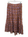 XiRENA Size Medium Purple & Brown Cotton & Silk Elastic Waist Floral Midi Skirt Purple & Brown / Medium