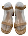 Larroude Shoe Size 7 Beige Leather & Straw Toe Strap Woven Ankle Strap Sandals Beige / 7