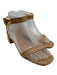 Larroude Shoe Size 7 Beige Leather & Straw Toe Strap Woven Ankle Strap Sandals Beige / 7