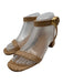 Larroude Shoe Size 7 Beige Leather & Straw Toe Strap Woven Ankle Strap Sandals Beige / 7