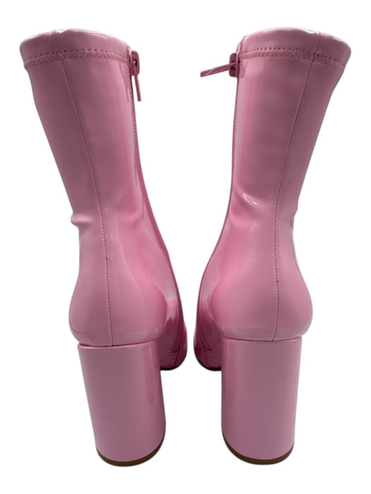 Steve Madden Shoe Size 7.5 Pink Synthetic Glossy Side Zip Block Heel Boots Pink / 7.5