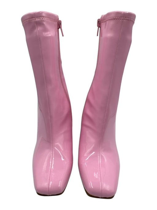 Steve Madden Shoe Size 7.5 Pink Synthetic Glossy Side Zip Block Heel Boots Pink / 7.5