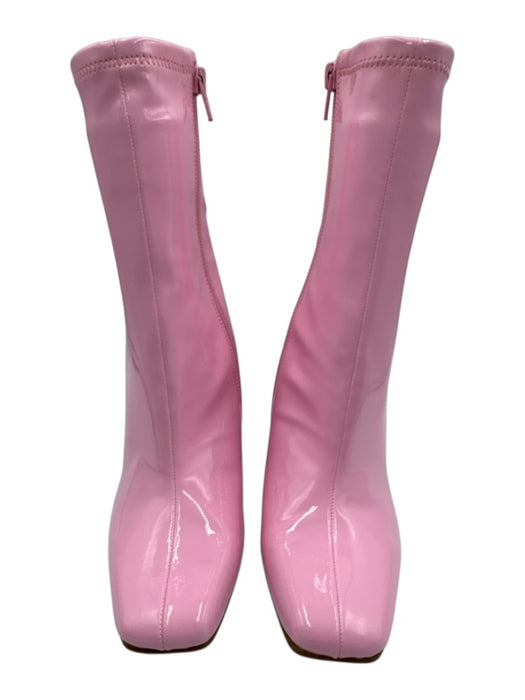 Steve Madden Shoe Size 7.5 Pink Synthetic Glossy Side Zip Block Heel Boots Pink / 7.5