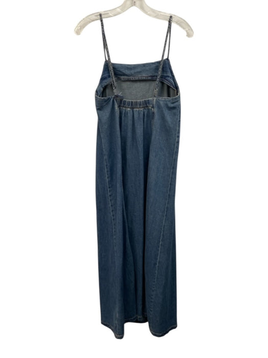 Zara Size XS Dark Wash Cotton Sleeveless Denim Midi Dress Dark Wash / XS