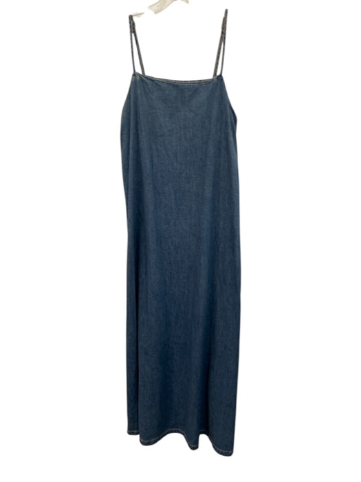 Zara Size XS Dark Wash Cotton Sleeveless Denim Midi Dress Dark Wash / XS
