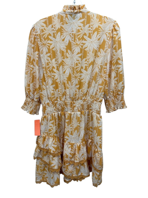 The Shirt Rochelle Behrens Size Medium Orange & White Polyester Floral Dress Orange & White / Medium