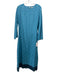 Eddy Size Medium Light Blue Viscose Long Trumpet Sleeve Floral Fringe hem Dress Light Blue / Medium
