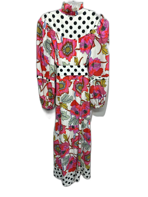 CROSBY by Mollie Burch Size Medium Pink, Green, White Polyester V Neck Dress Pink, Green, White / Medium