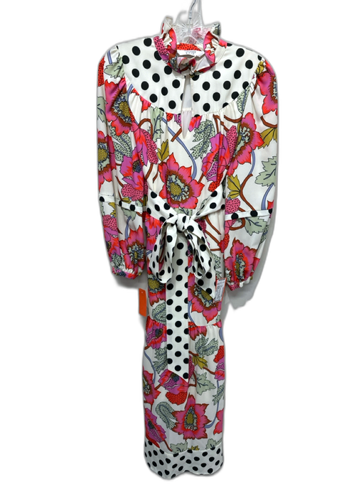 CROSBY by Mollie Burch Size Medium Pink, Green, White Polyester V Neck Dress Pink, Green, White / Medium