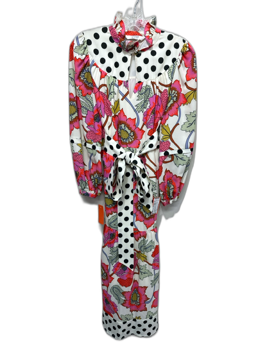 CROSBY by Mollie Burch Size Medium Pink, Green, White Polyester V Neck Dress Pink, Green, White / Medium