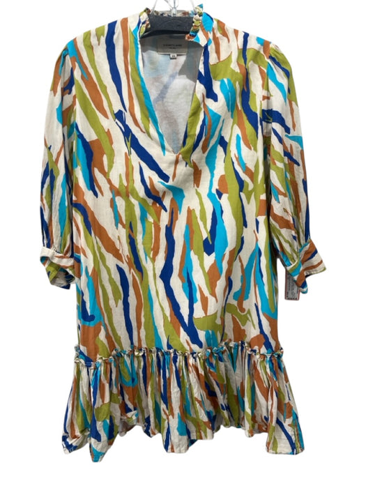 Elizabeth James the Label Size XS Blue, Green, Brown Cotton Long Sleeve Dress Blue, Green, Brown / XS