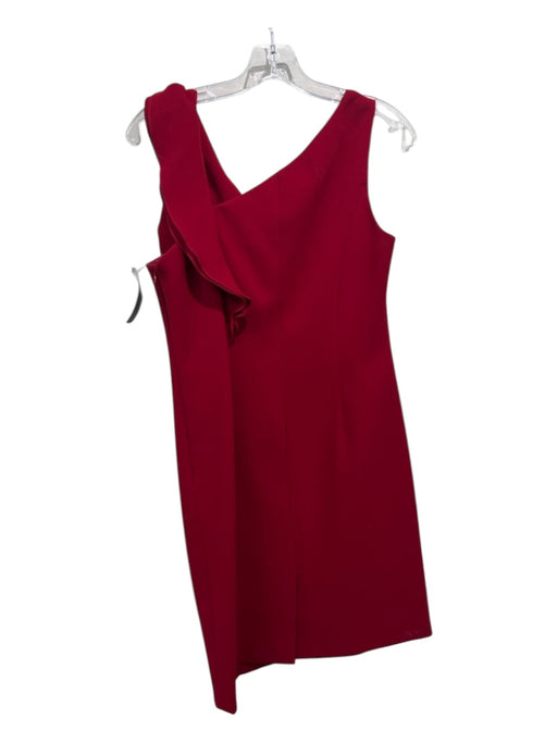 Teri Jon Size 6 Red Polyester Ruffle V Neck Sleeveless Knee length Dress Red / 6