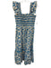 Shoshanna Size 8 Blue & White Cotton Cap Sleeve Floral Shirred Tiered Dress Blue & White / 8