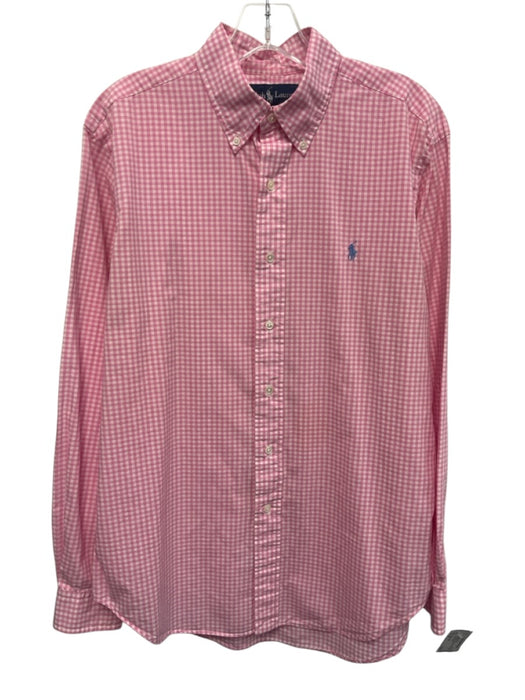 Ralph Lauren Size M Pink & White Cotton Grid Button Down Men's Long Sleeve Shirt Pink & White / M
