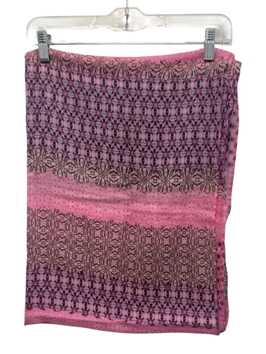 J Crew Pink & Multi Wool & Silk All Over Print Wide Long scarf Pink & Multi
