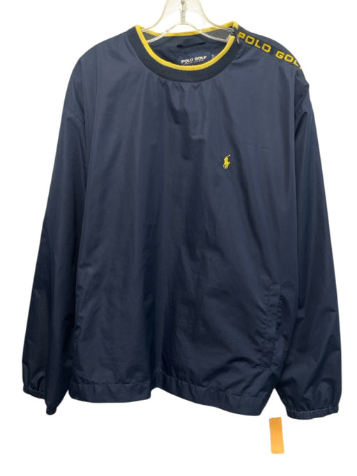 Polo Golf Size L Navy Blue Polyester Solid Crewneck Men's Jacket Navy Blue / L