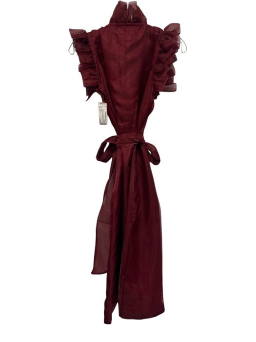 Sue Sartor Size M Red Tulle Cap Sleeve Buttons Sheer Overlay Dress Red / M