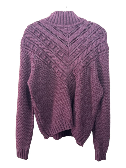 Splendid Size L Plum Purple Cotton Blend Mock Neck Rib Knit Sweater Plum Purple / L