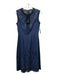 Yigal Azrouel Size 8 Dark Wash & Black Cotton Denim Floral Embroidered Dress Dark Wash & Black / 8