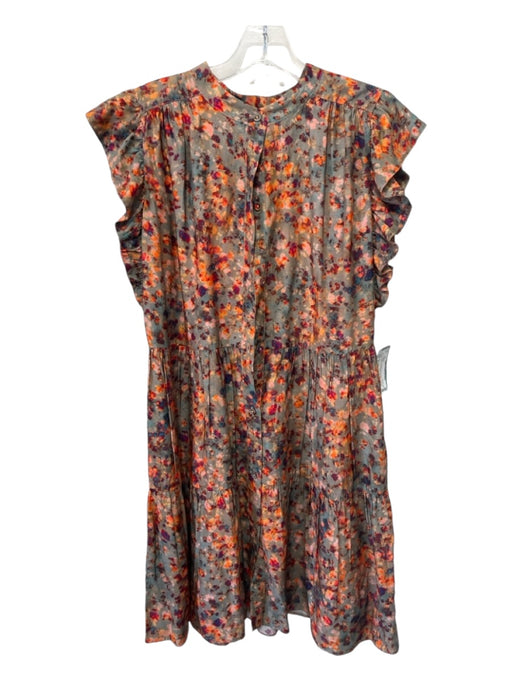 Marie Oliver Size S Green & Orange Rayon Blend Abstract Button Front Dress Green & Orange / S