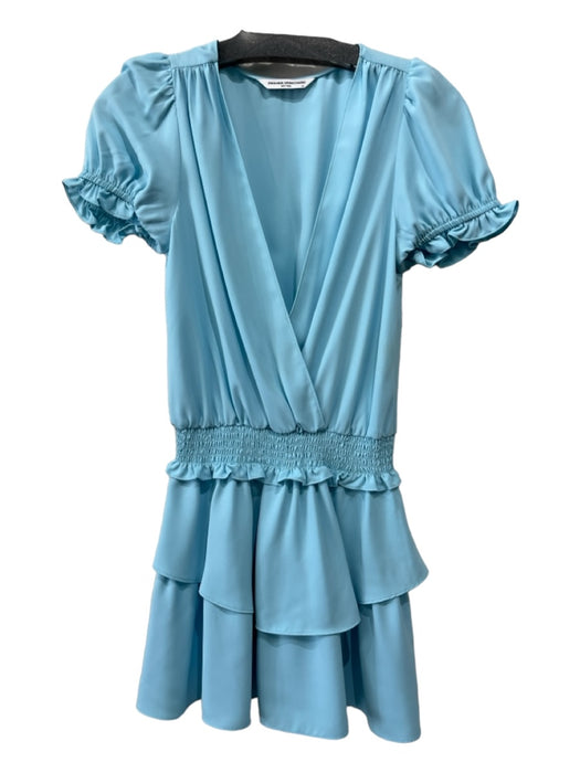 Amanda Uprichard Size XS Light Blue Polyester Surplice Elastic Waist Dress Light Blue / XS