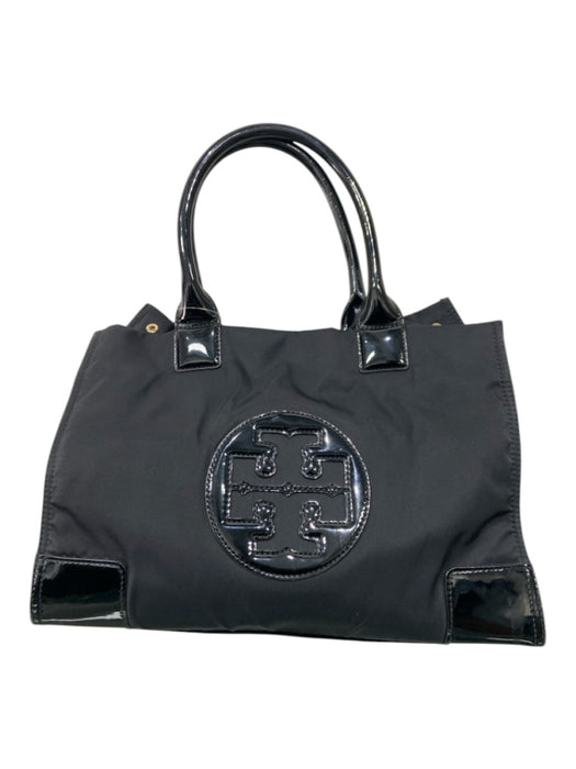 Tory Burch Black Nylon & Patent Leather Shoulder Bag 2 handles Logo Tote Bag Black / M