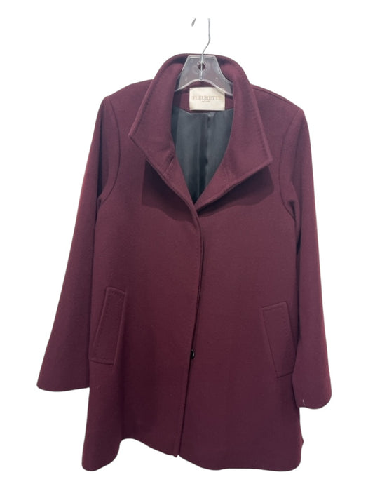 Fleurette Size 4 Burgundy Red Wool Long Sleeve Button Front Pockets Peacoat Coat Burgundy Red / 4