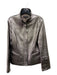 Lafayette 148 Size 10 Pewter Lambskin Zip Metallic Darted Zip Pocket Jacket Pewter / 10