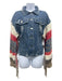 Wren + Glory Size S Blue, Red & Cream Cotton Blend Knit Sleeve Button Up Jacket Blue, Red & Cream / S