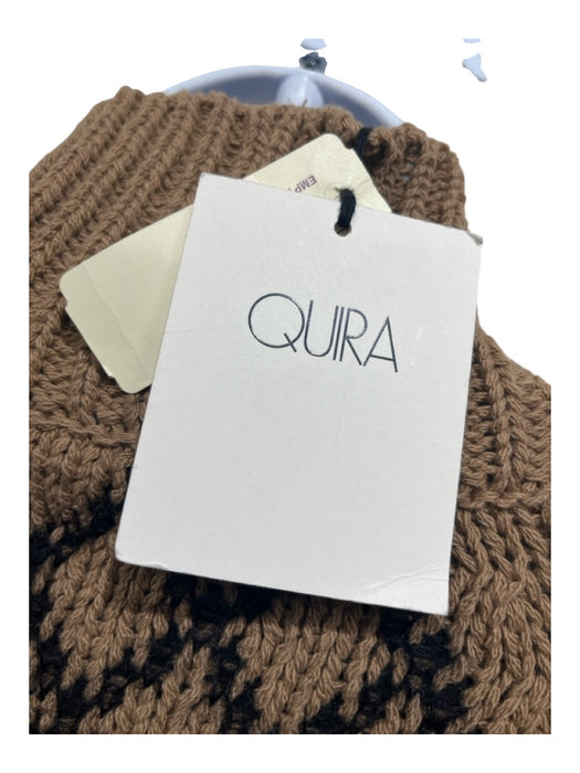 Quira Size L Brown & Black Virgin Wool & Cashmere Turtleneck Oversize Sweater Brown & Black / L