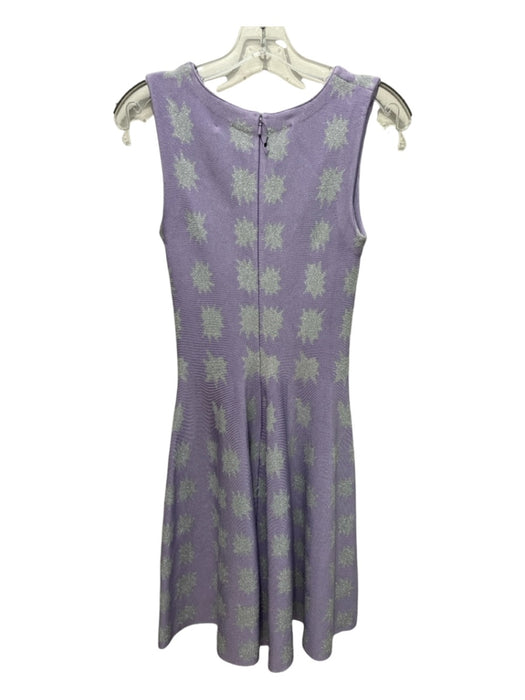 Issa Size S Purple & Silver Rayon Blend Sleeveless Metallic Thread Dress Purple & Silver / S