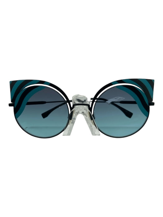 Fendi Blue & Black Metal Gradient Cat Eye Sunglasses Blue & Black