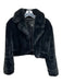 Anna Sui Size 8 Black Polyester Faux Fur Crop Collar Jacket Black / 8