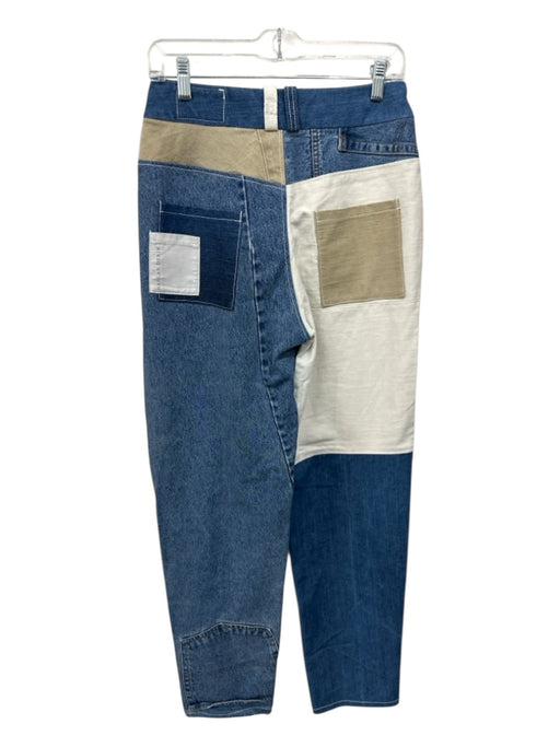 Hargan Denim Size 28 Blue, Beige, White Cotton Denim High Rise Button Fly Jeans Blue, Beige, White / 28
