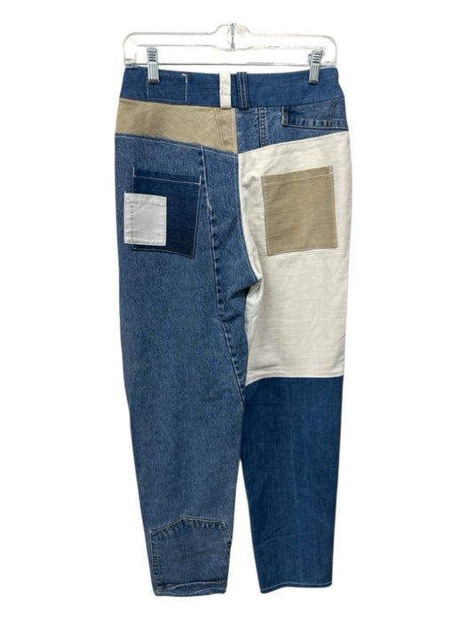 Hargan Denim Size 28 Blue, Beige, White Cotton Denim High Rise Button Fly Jeans Blue, Beige, White / 28