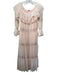 HAH Size M/L Peach Pink Nylon & Spandex Sheer Sleeves Lace Overlay Maxi Dress Peach Pink / M/L