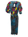 Ohema Ohene Size M Blue, White, Multi Cotton All Over Print Buttons Jumpsuit Blue, White, Multi / M