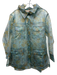 Free People Size XS Blue & Yellow Polyurethane Floral Hooded Rain Jacket Blue & Yellow / XS