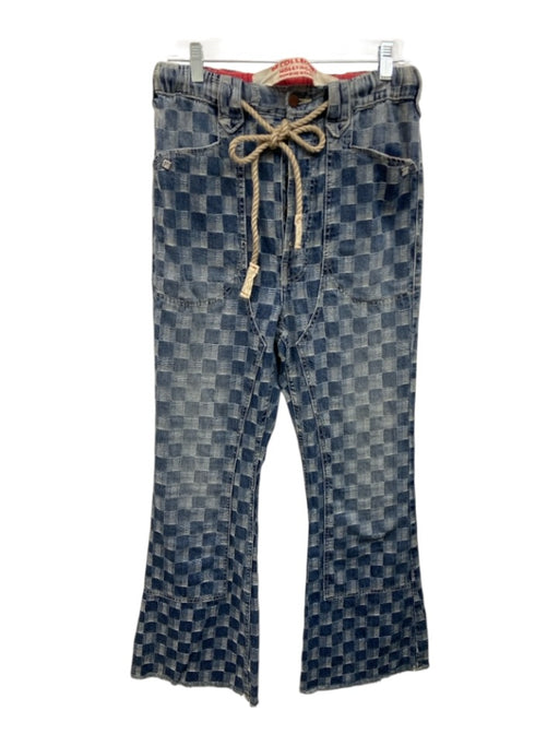 DR. COLLECTORS Size XS Blue Cotton Rope Checkered Button Fly Straight Leg Pants Blue / XS