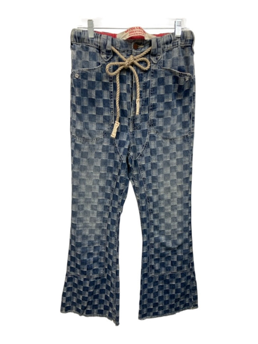 DR. COLLECTORS Size XS Blue Cotton Rope Checkered Button Fly Straight Leg Pants Blue / XS