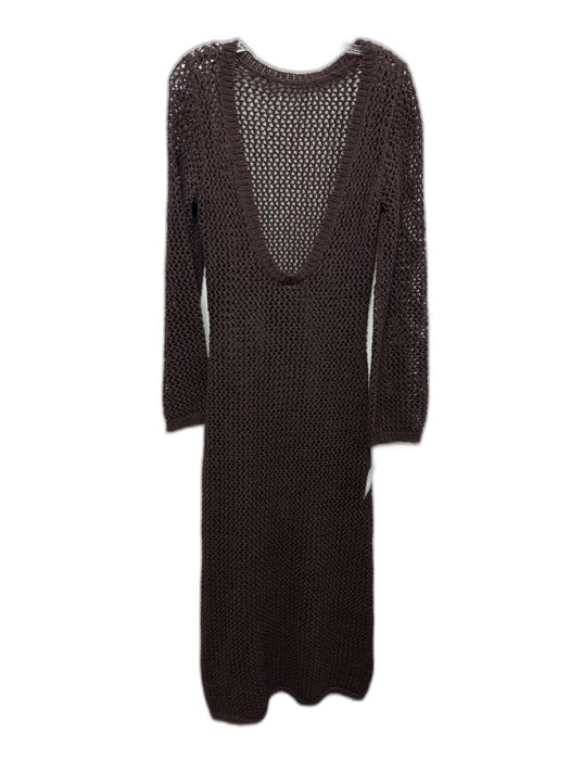 Monday Swimwear Size S Brown Cotton Blend Crochet Scoop Neck Midi Cover Up Dress Brown / S