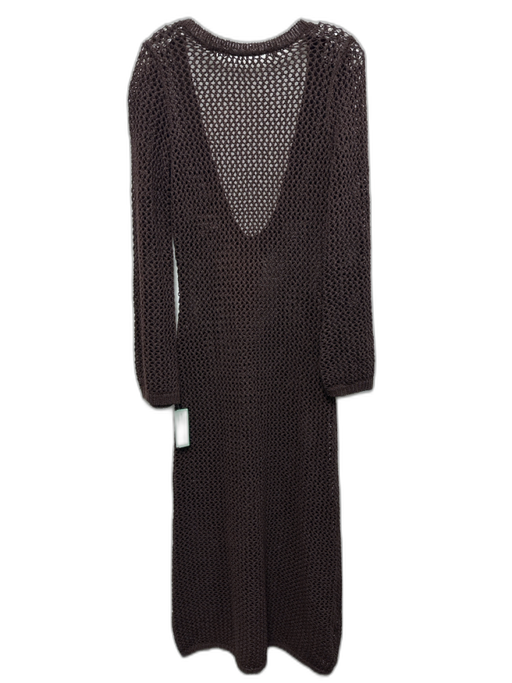 Monday Swimwear Size S Brown Cotton Blend Crochet Scoop Neck Midi Cover Up Dress Brown / S